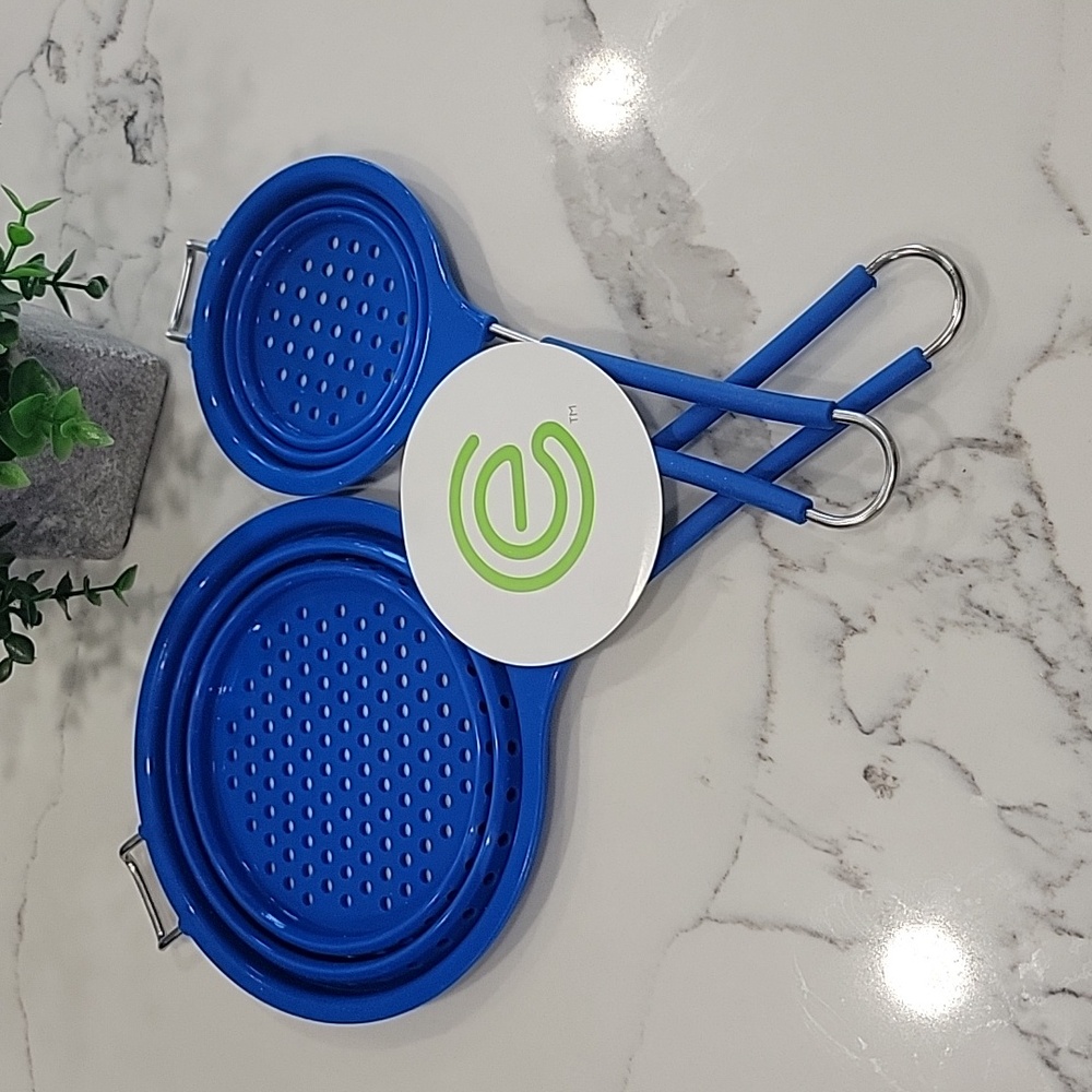 Cook's Essentials Collapsible Strainer Bundle | Blue |  NWOB